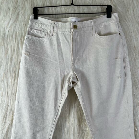Frame Le Garcon Ankle Slim Straight Leg Jeans Au Natural Heather Cotton Linen 26 - Picture 3 of 11